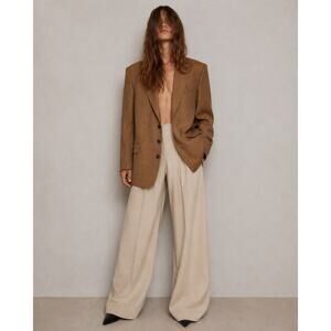 Vintage Yves Saint Laurent Oversized Blazer Suit Jacket Wool Brown Tan YSL
